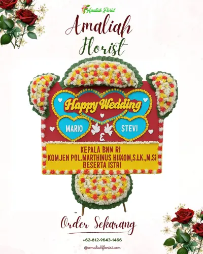 Karangan Papan Bunga Pernikahan di Belawan Sicanang